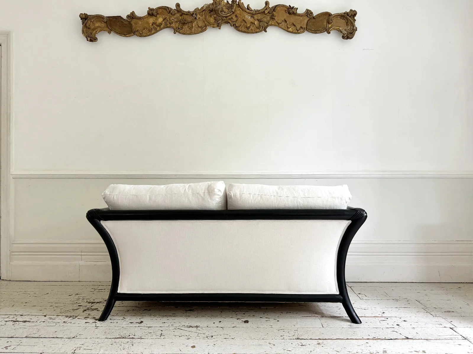 Matching Napoleon III Ebonised Sabre Legged Sofas - Two Seat