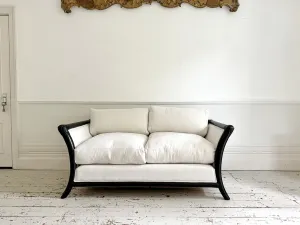 Matching Napoleon III Ebonised Sabre Legged Sofas - Two Seat