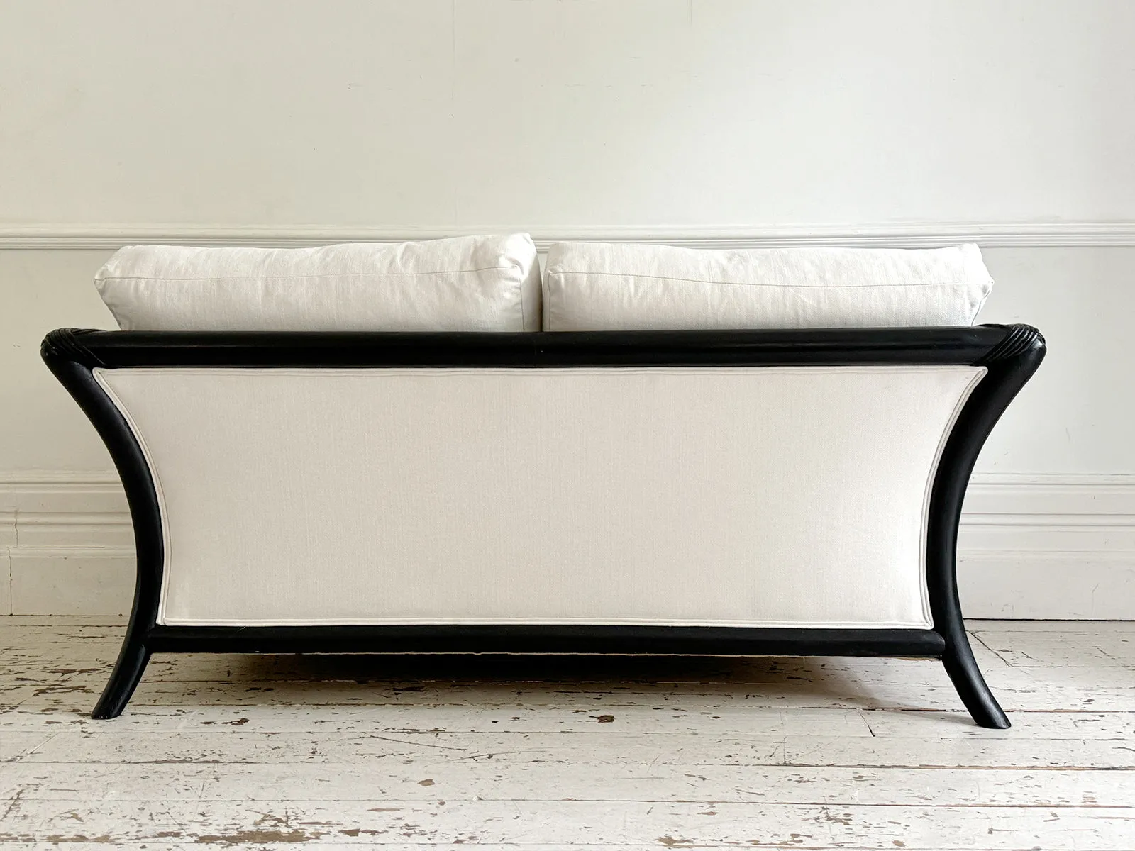 Matching Napoleon III Ebonised Sabre Legged Sofas - Two Seat