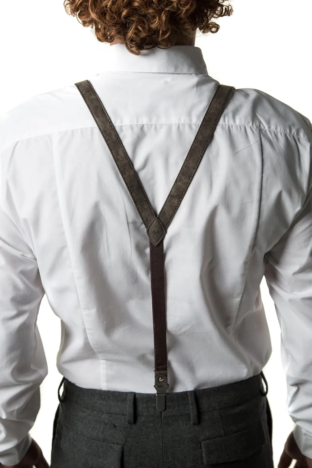 Mio Marino adjustable KLOOPE Leather Suspenders for Men - Fashion Y Back Bowtie Suspender Set