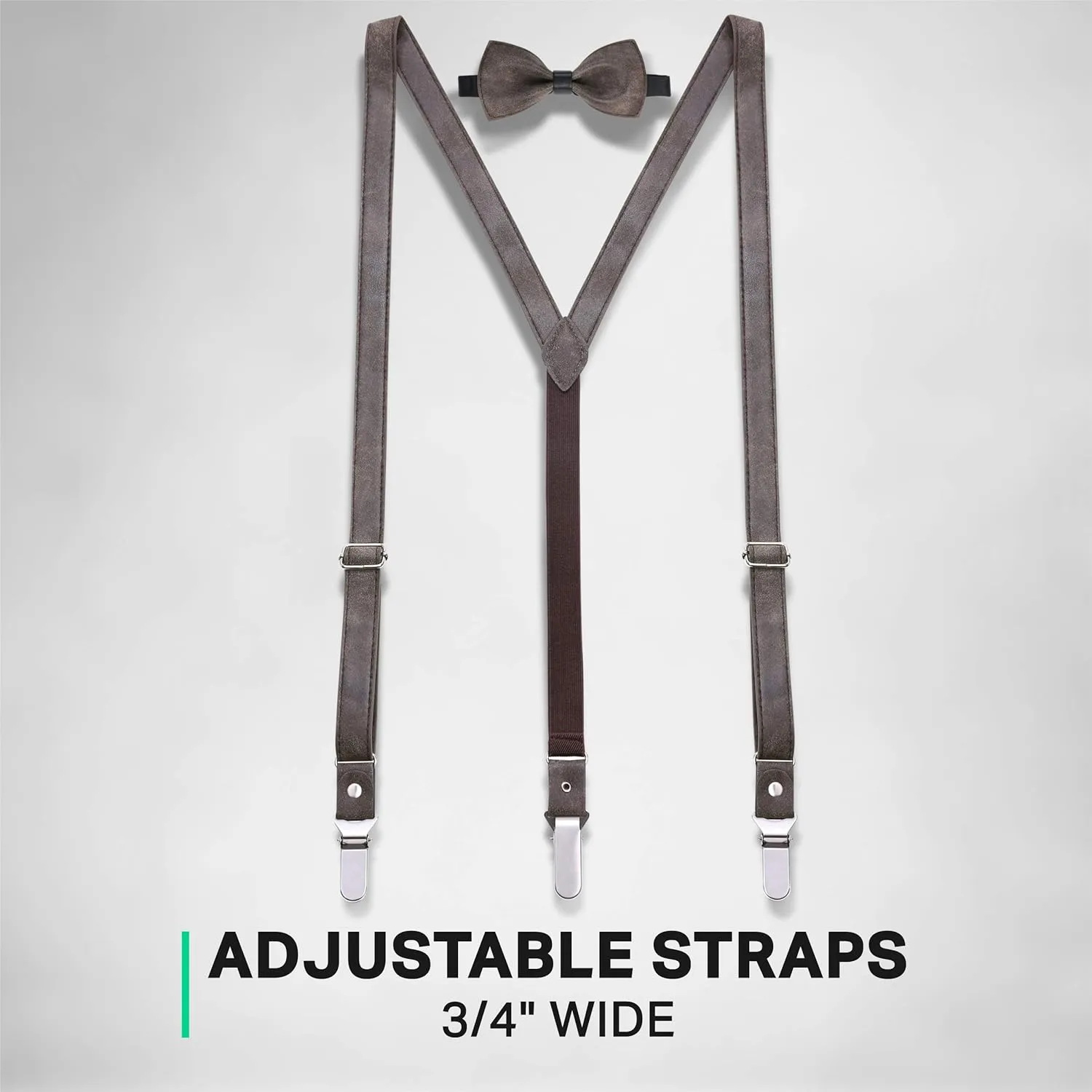 Mio Marino adjustable KLOOPE Leather Suspenders for Men - Fashion Y Back Bowtie Suspender Set
