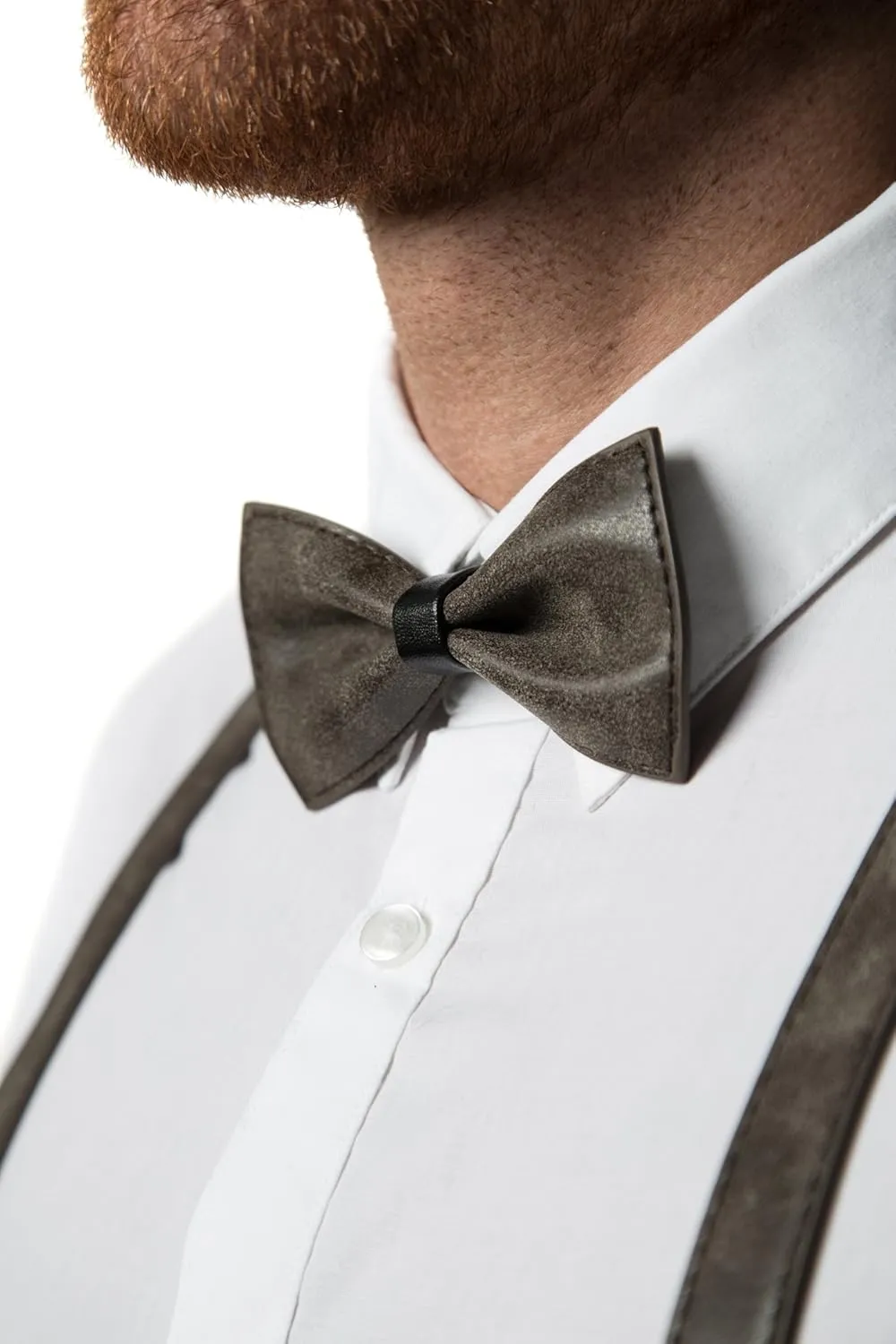 Mio Marino adjustable KLOOPE Leather Suspenders for Men - Fashion Y Back Bowtie Suspender Set