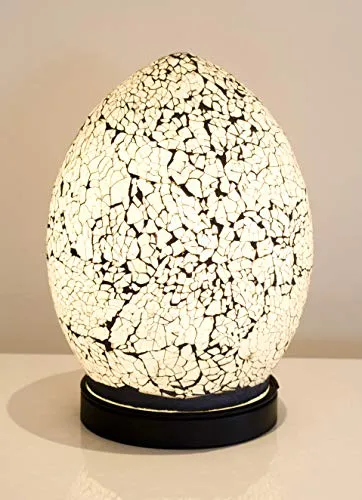 Mosaic Egg Lamp, Glass, White, Small