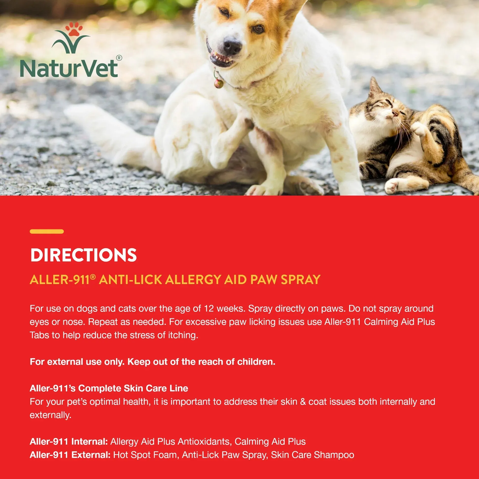 NaturVet Aller-911 Anti-Lick Allergy Aid Paw Spray 8oz