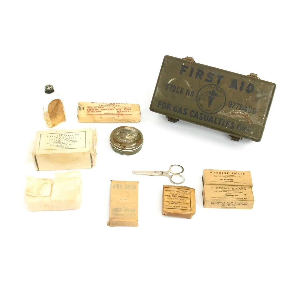 Original U.S. WWII Jeep First Aid Kit for Gas Casualties