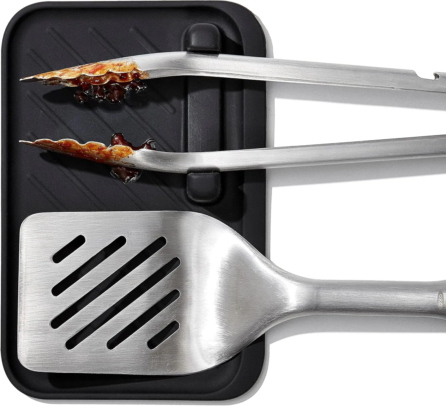 OXO Good Grips Grilling, 3pc Set - Tongs, Turner and Tool Rest, Black
