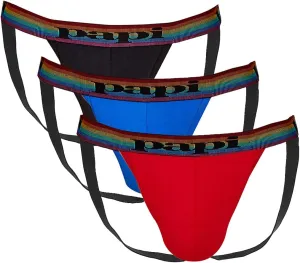 papi Men's 3-Pack Jockstrap, Athletic Supporter, Breathable Male Workout Underwear