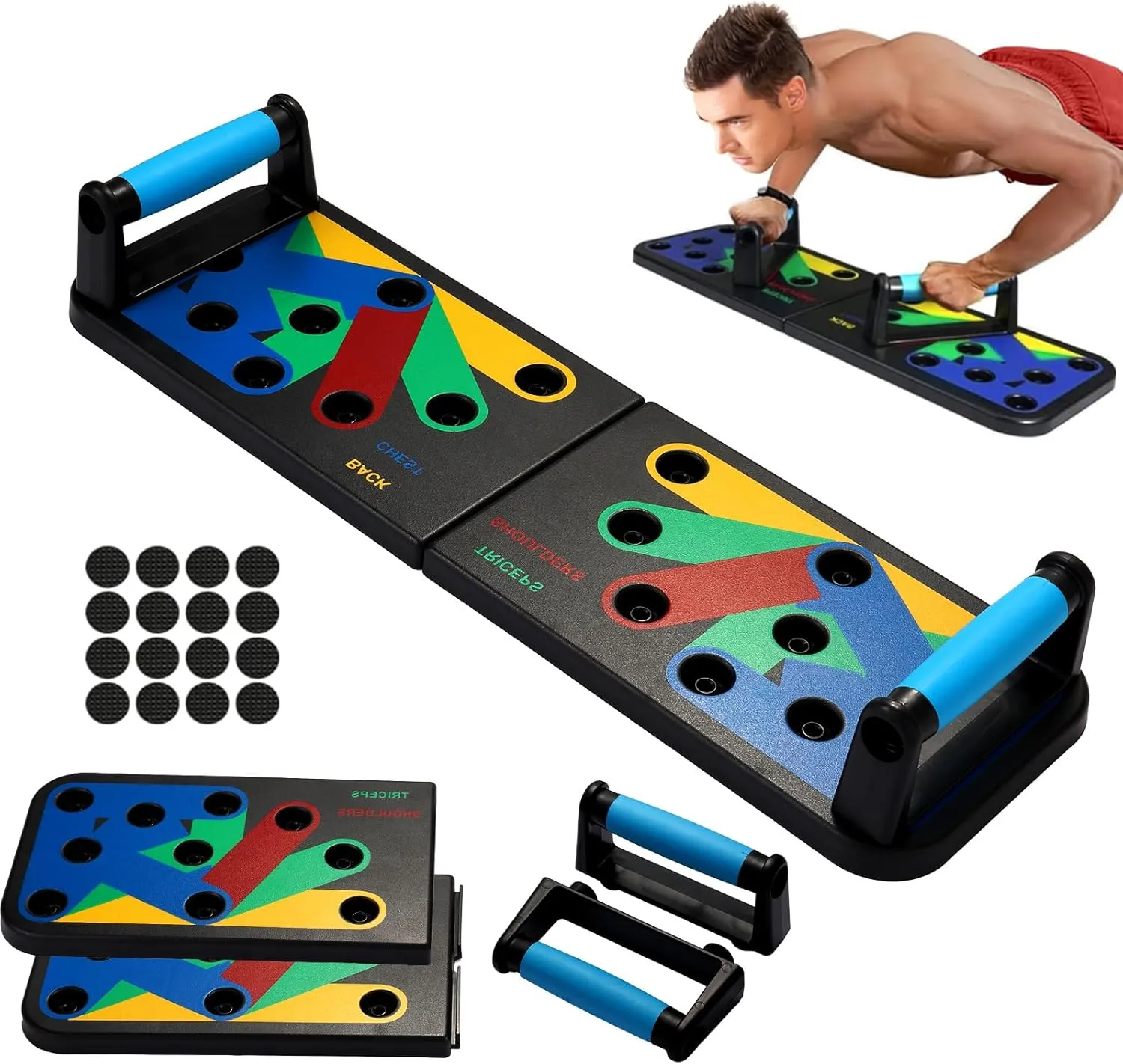 Push Up Board 9-in-1, Multi-Functional Workout Equipment for Home Gym - Strength Training & Chest, Arm, Core Exercises for Men & Women, Burn Fat & Build Muscle 