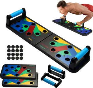 Push Up Board 9-in-1, Multi-Functional Workout Equipment for Home Gym - Strength Training & Chest, Arm, Core Exercises for Men & Women, Burn Fat & Build Muscle 