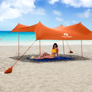 Red Suricata Orange Family Beach Sun Shade Canopy Tent Sunshade with sand anchors