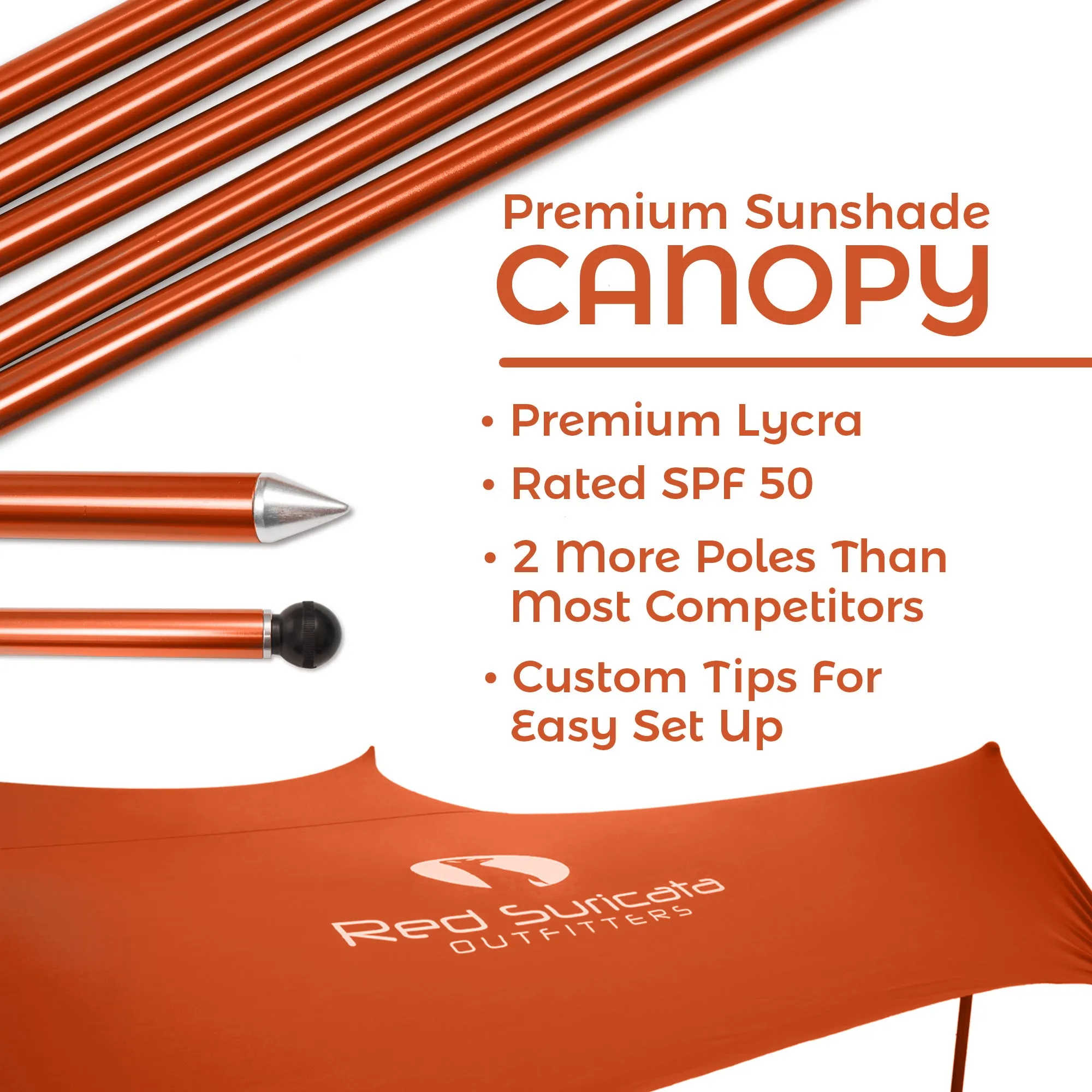 Red Suricata Orange Family Beach Sun Shade Canopy Tent Sunshade with sand anchors