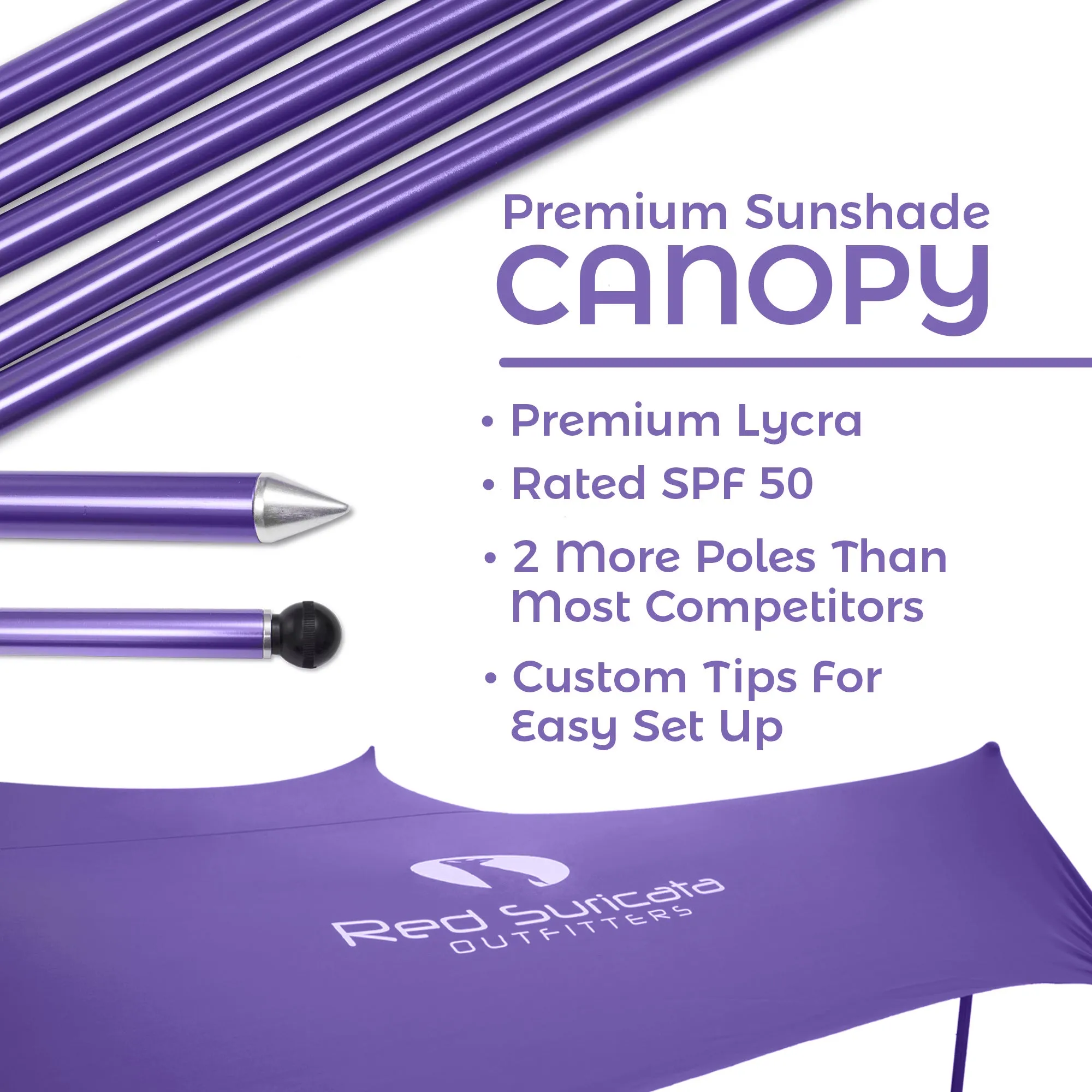 Red Suricata Purple Family Beach Sun Shade Canopy Tent Sunshade with sand anchors