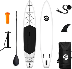 Seacow Darkside PRO ISUP Paddle Board Kit - Ultra Light Inflatable SUP - Everything Included with Standup Paddleboard (White/Black)