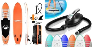 SereneLife Inflatable Stand Up Paddle Board (6 Inches Thick) Bundle with Electric Air Pump, Premium SUP Accessories & Carry Bag