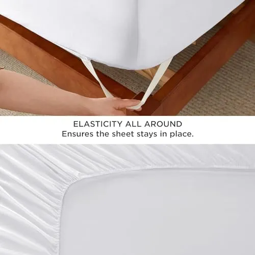 SLEEPINO - 400 TC Egyptian King Size Elastic Fitted Bedsheett | King Size (72" x 78"   10" Inches) with Pillow Cover | All Around Elastic King Size Fitted bedsheet | Medium Blue