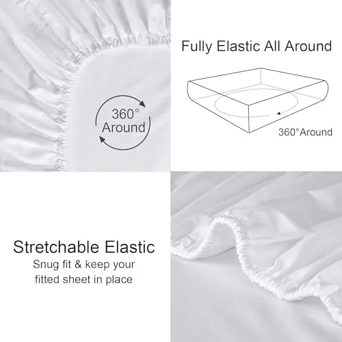 SLEEPINO - 400 TC Egyptian King Size Elastic Fitted Bedsheett | King Size (72" x 78"   10" Inches) with Pillow Cover | All Around Elastic King Size Fitted bedsheet | Medium Blue