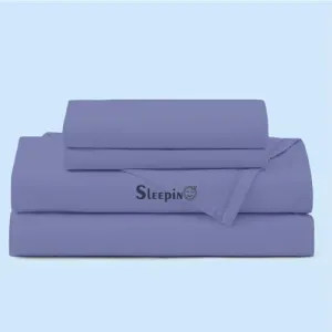 SLEEPINO - 400 TC Egyptian King Size Elastic Fitted Bedsheett | King Size (72" x 78"   10" Inches) with Pillow Cover | All Around Elastic King Size Fitted bedsheet | Medium Blue