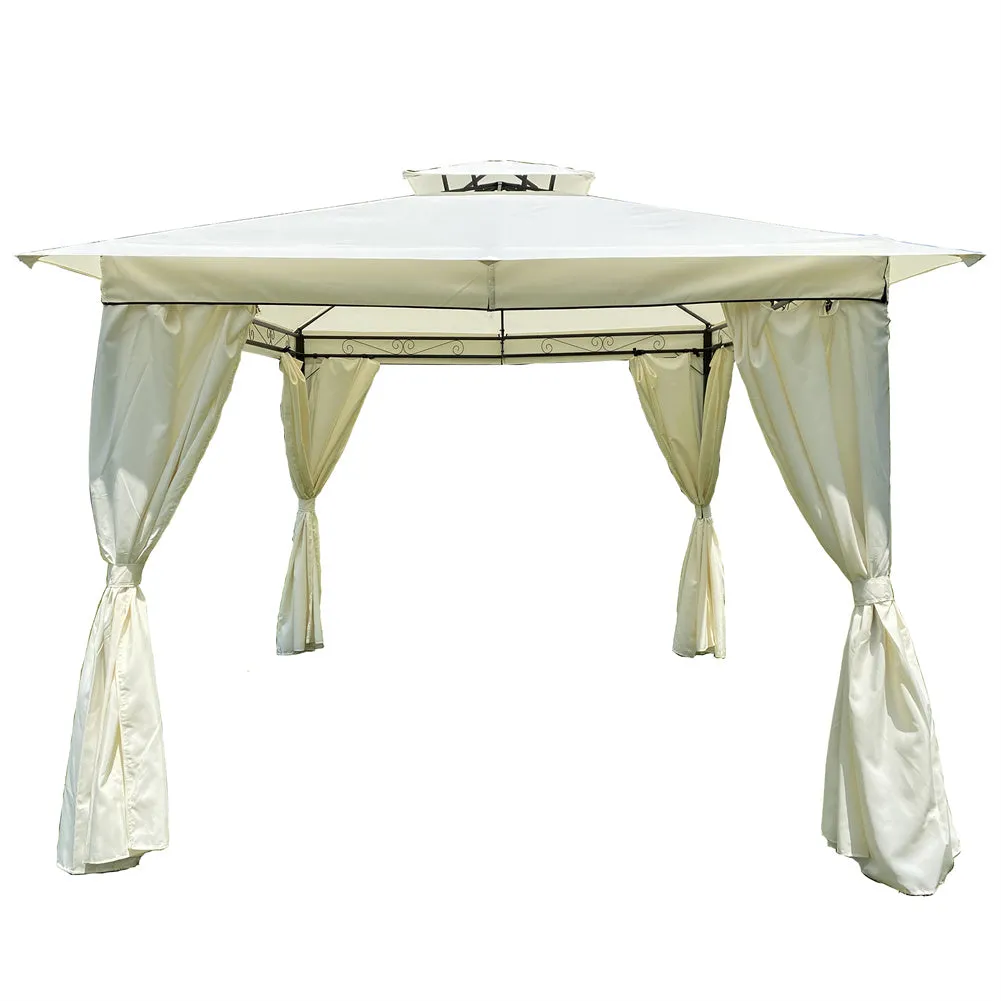 THBOXES 10x10ft Outdoor Tent with 4 Sided Curtains Double Top Waterproof Beige