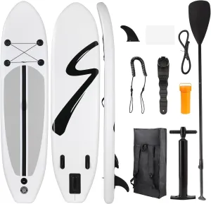 TLSUNNY 10FT Inflatable Stand Up Paddle Board, 3 Fins Paddleboard with Full SUP Accessories for All Skill Levels, Portable Two-Way Hand Pump and Carry Bag, 400LBS