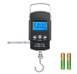 TXY Fish Scale, 50kg/110lb Portable LCD Electronic Hand Scale Travel Hanging Fish Scale with 1m Ruler Tape Precision Steelyard Scales for Fishing