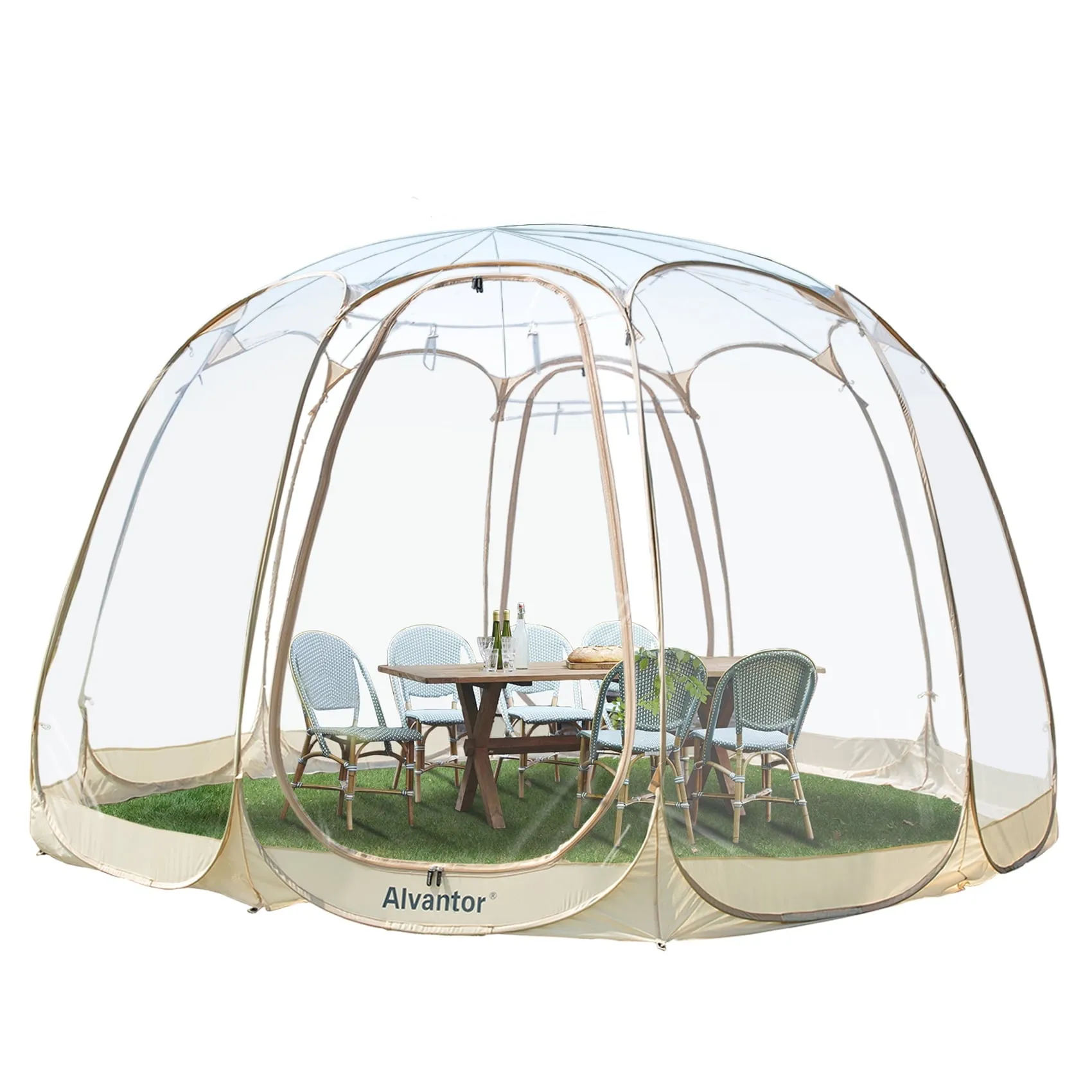 versatile Bubble Tent Canopy Family Camping Pop up Gazebo 15'x15' Beige